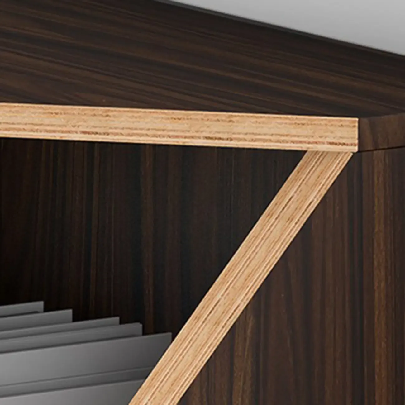 Mid-Century Modern Brown Wooden Glass Paned Storage Chest Image - 8