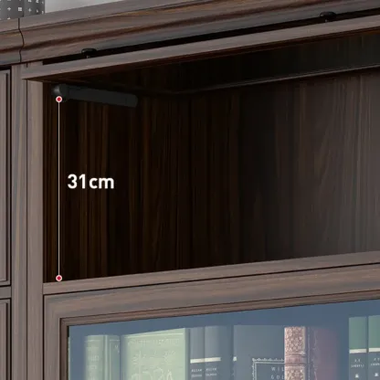 Mid-Century Modern Brown Wooden Glass Paned Storage Chest Image - 10