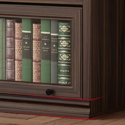 Mid-Century Modern Brown Wooden Glass Paned Storage Chest Image - 11