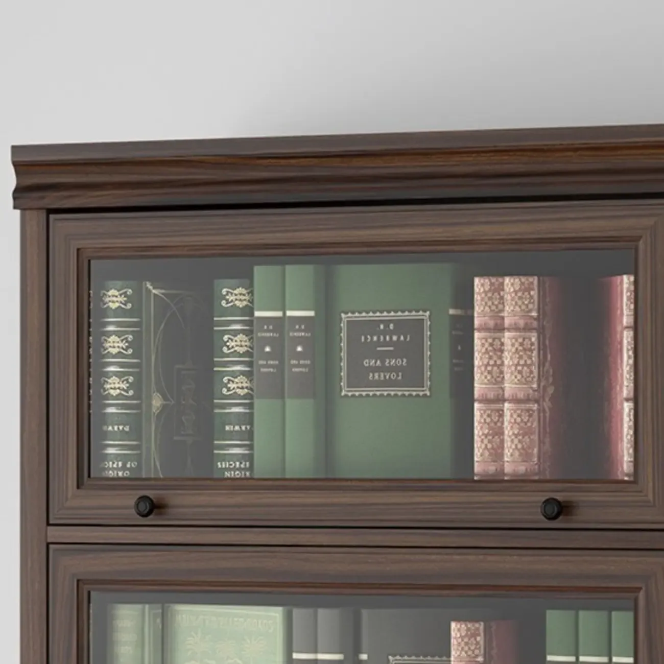 Mid-Century Modern Brown Wooden Glass Paned Storage Chest Image - 12