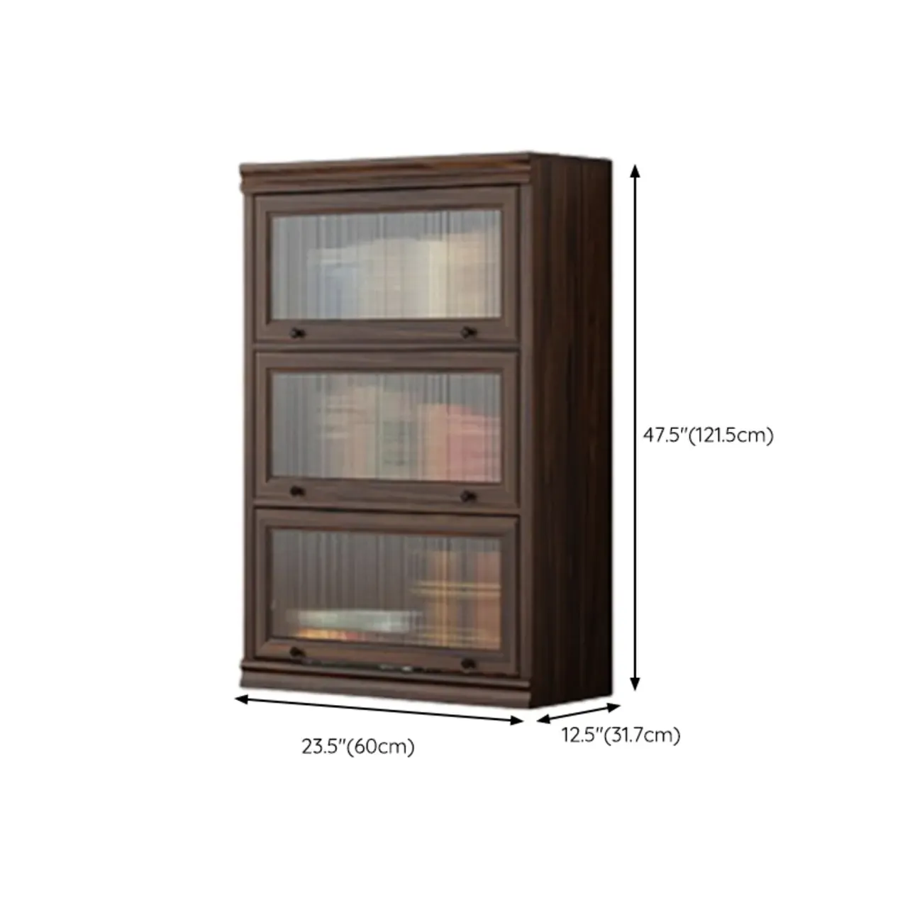 Mid-Century Modern Brown Wooden Glass Paned Storage Chest Image - 14