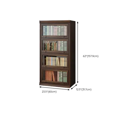 Mid-Century Modern Brown Wooden Glass Paned Storage Chest Image - 17