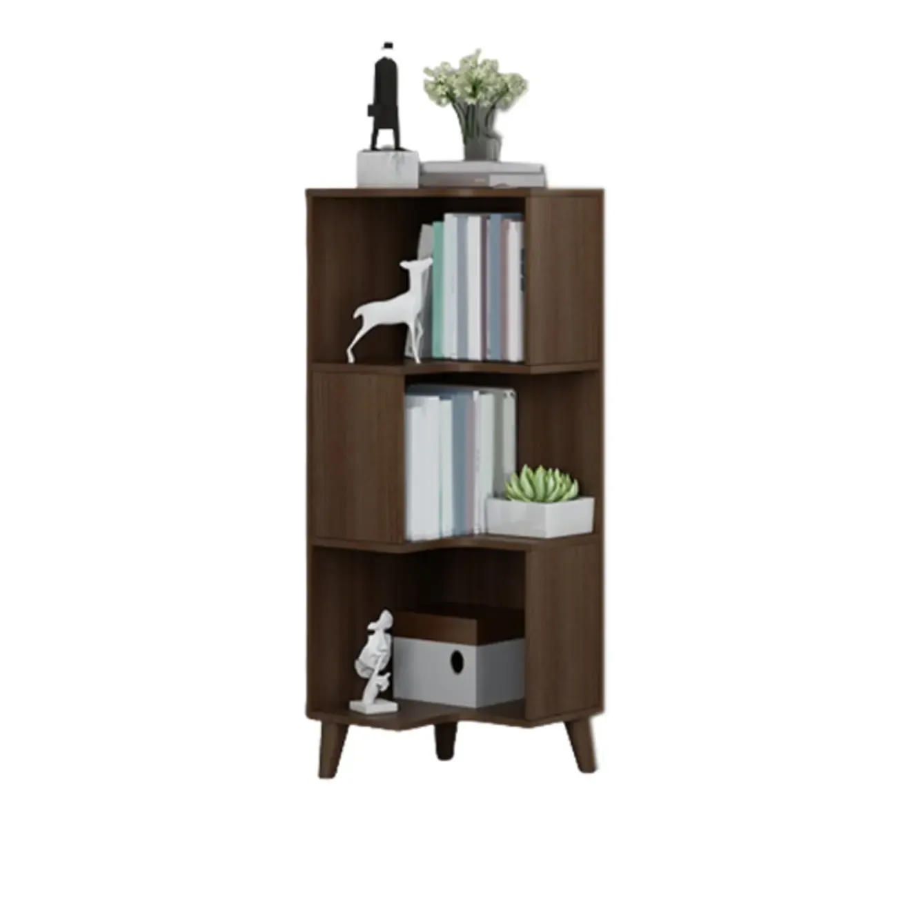 Modern Wood Vertical Corner Storage Cabinet for Living Room Image - 9
