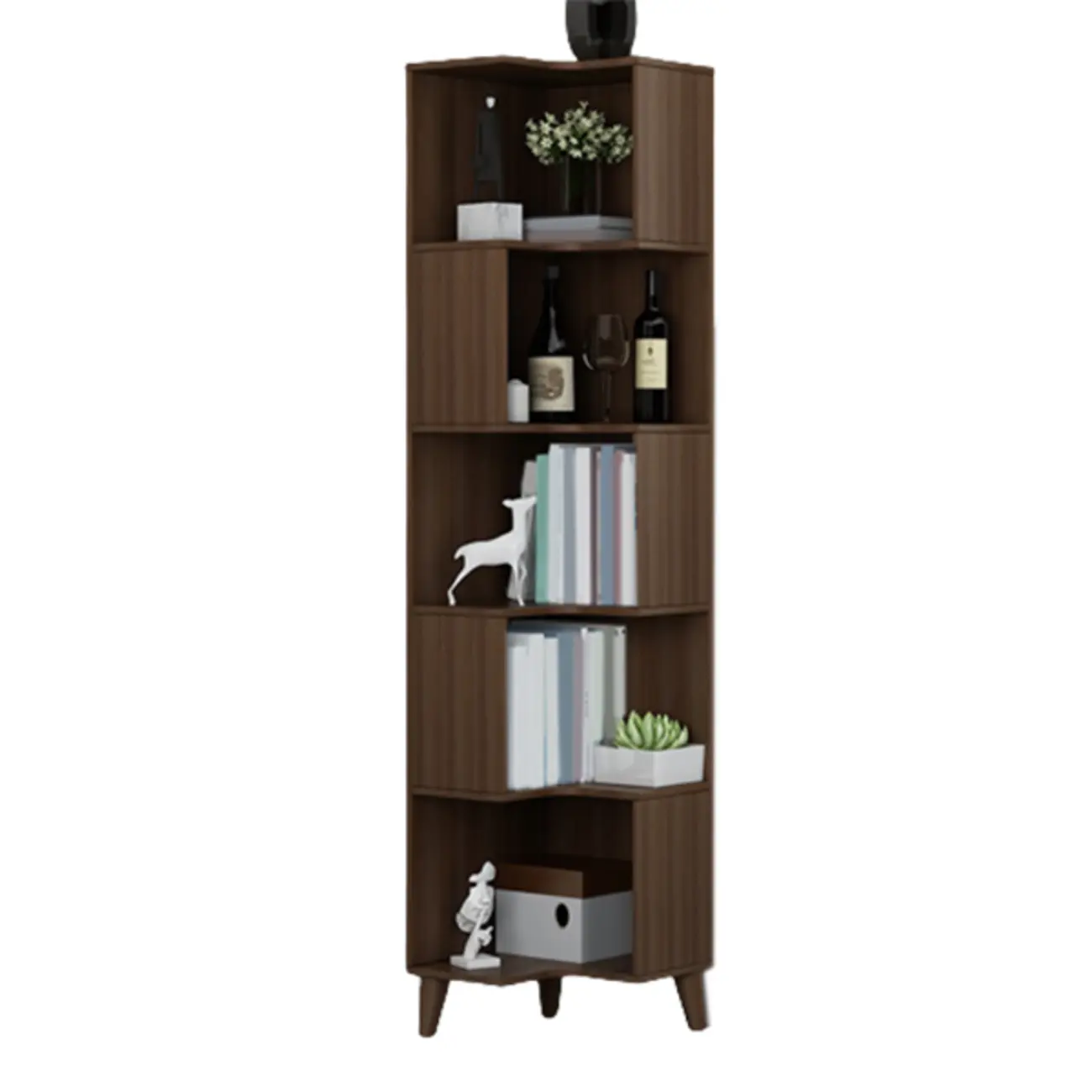 Modern Wood Vertical Corner Storage Cabinet for Living Room Image - 13 | homeyfad