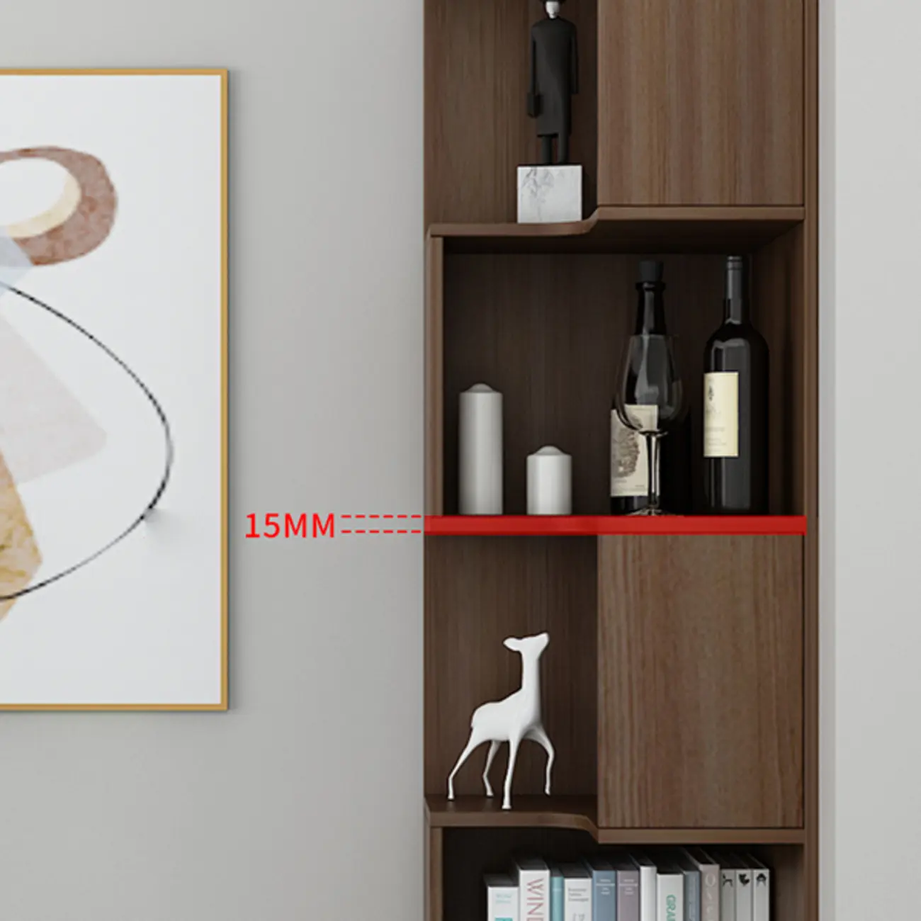 Modern Wood Vertical Corner Storage Cabinet for Living Room Image - 16 | homeyfad