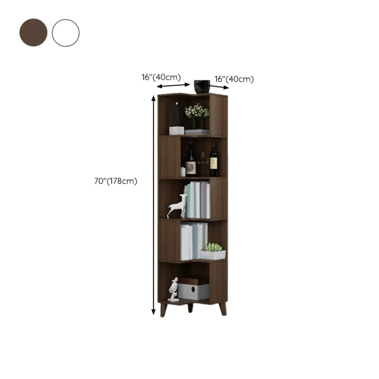 Modern Wood Vertical Corner Storage Cabinet for Living Room Image - 19