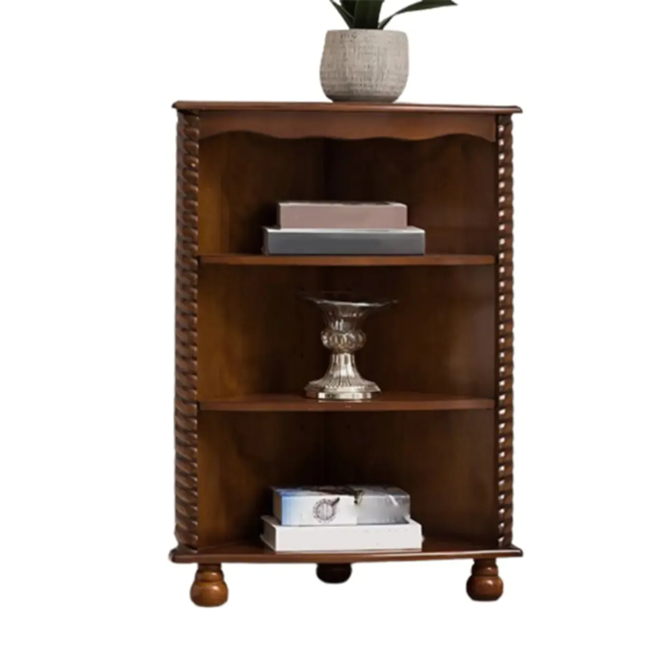 Mid-Century Modern Brown Wooden Small Corner Storage Cabinet | HomeyFad