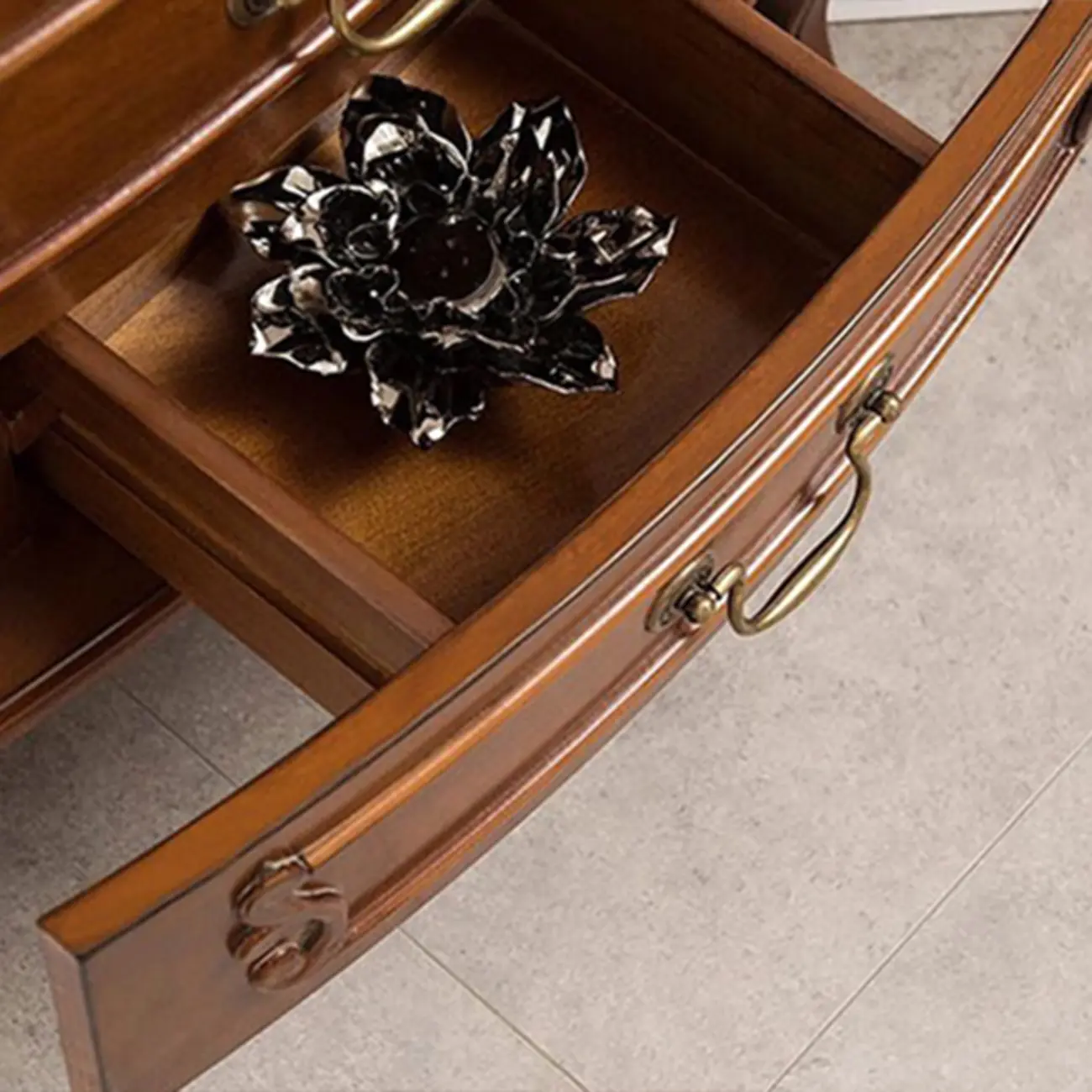 Mid-Century Modern Brown Wooden Small Corner Storage Cabinet Image - 6 | homeyfad