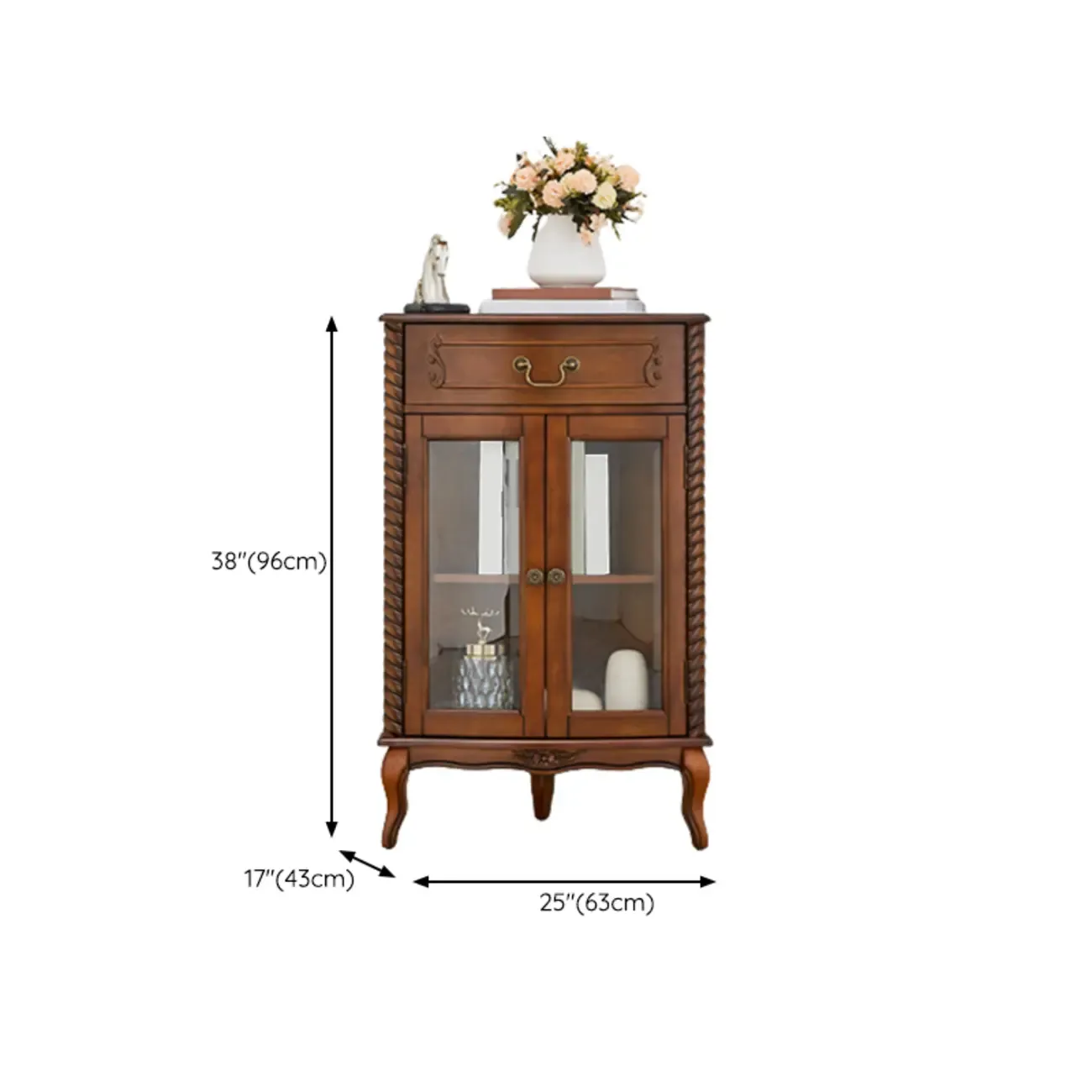 Mid-Century Modern Brown Wooden Small Corner Storage Cabinet Image - 13