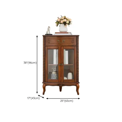 Mid-Century Modern Brown Wooden Small Corner Storage Cabinet Image - 13