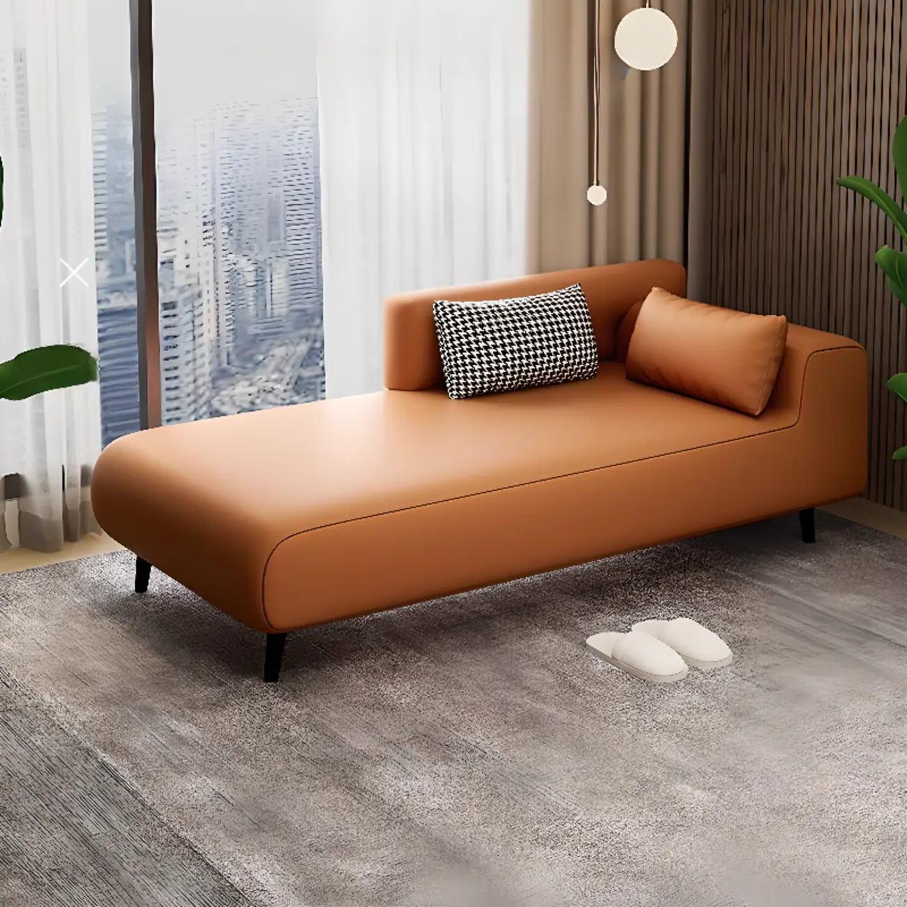 Modern Wood Frame Upholstered Leather Chaise Lounge Image - 1 | homeyfad