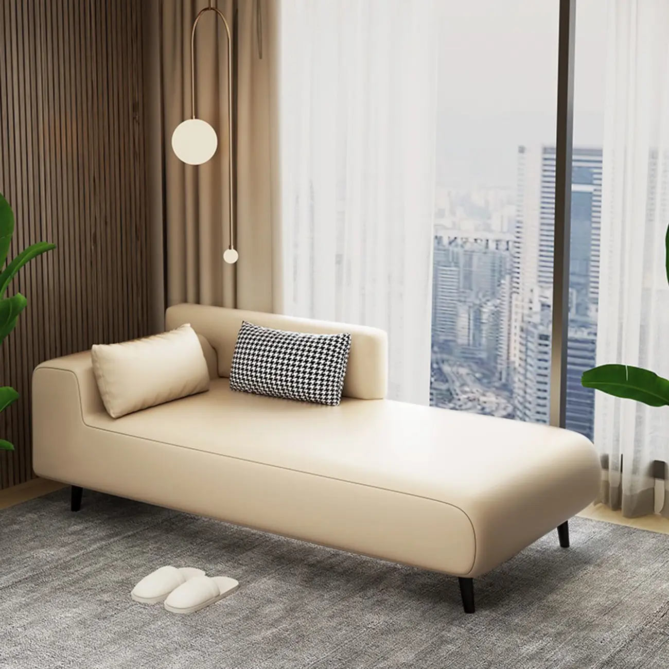 Modern Wood Frame Upholstered Leather Chaise Lounge Image - 2 | homeyfad