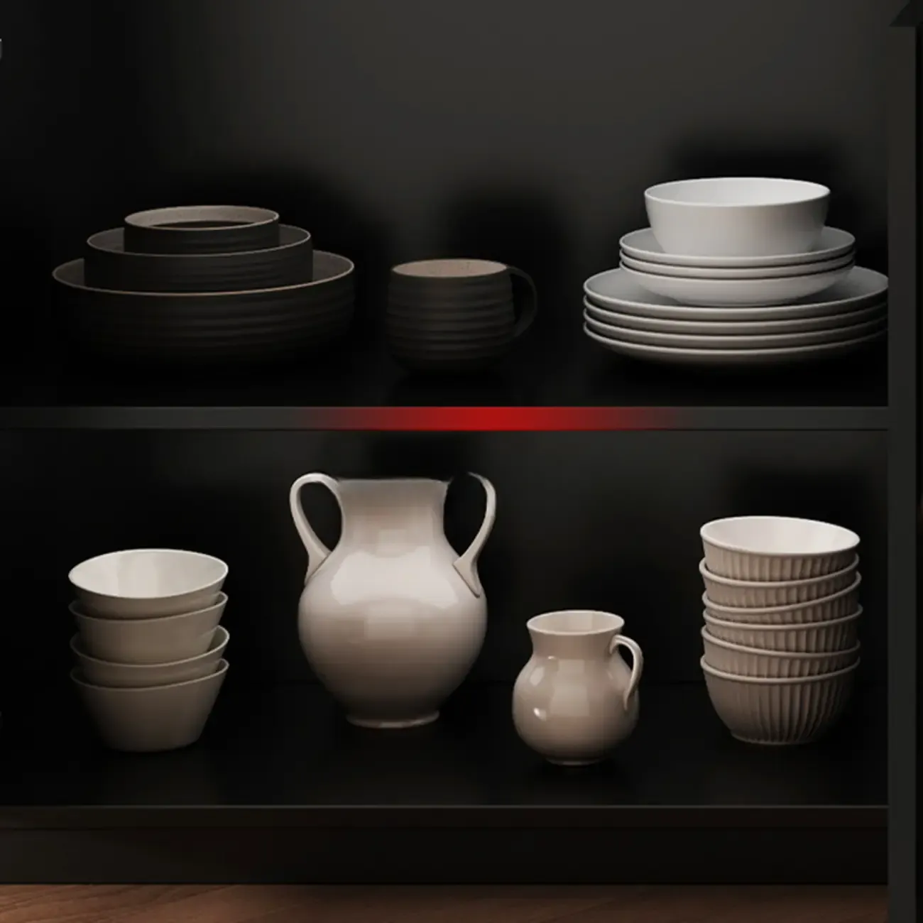 Midnight Black Lumber Sideboard with Glass Doors Image - 10