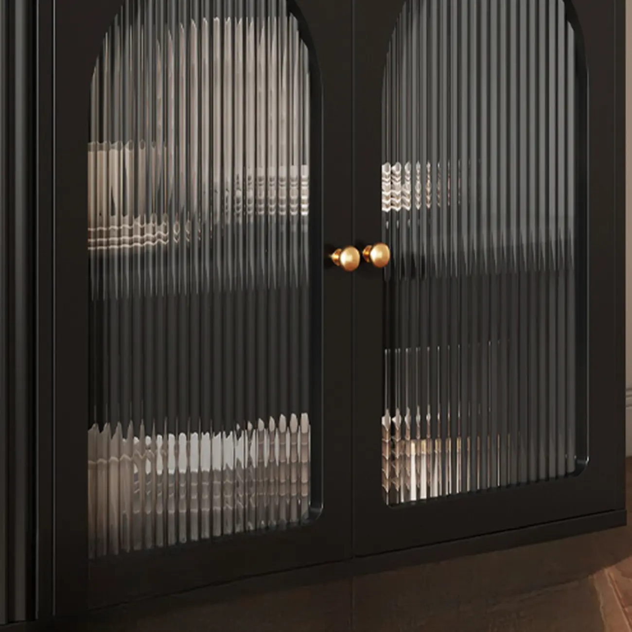 Midnight Black Lumber Sideboard with Glass Doors Image - 11 | homeyfad