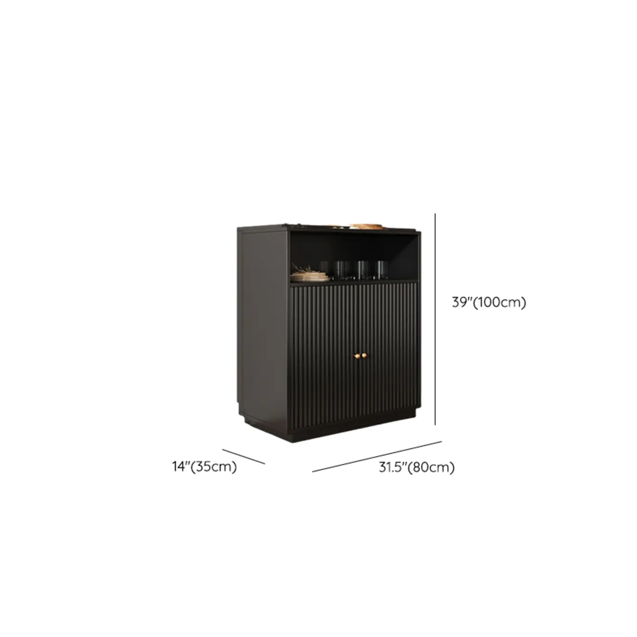 Midnight Black Lumber Sideboard with Glass Doors Image - 15 | homeyfad