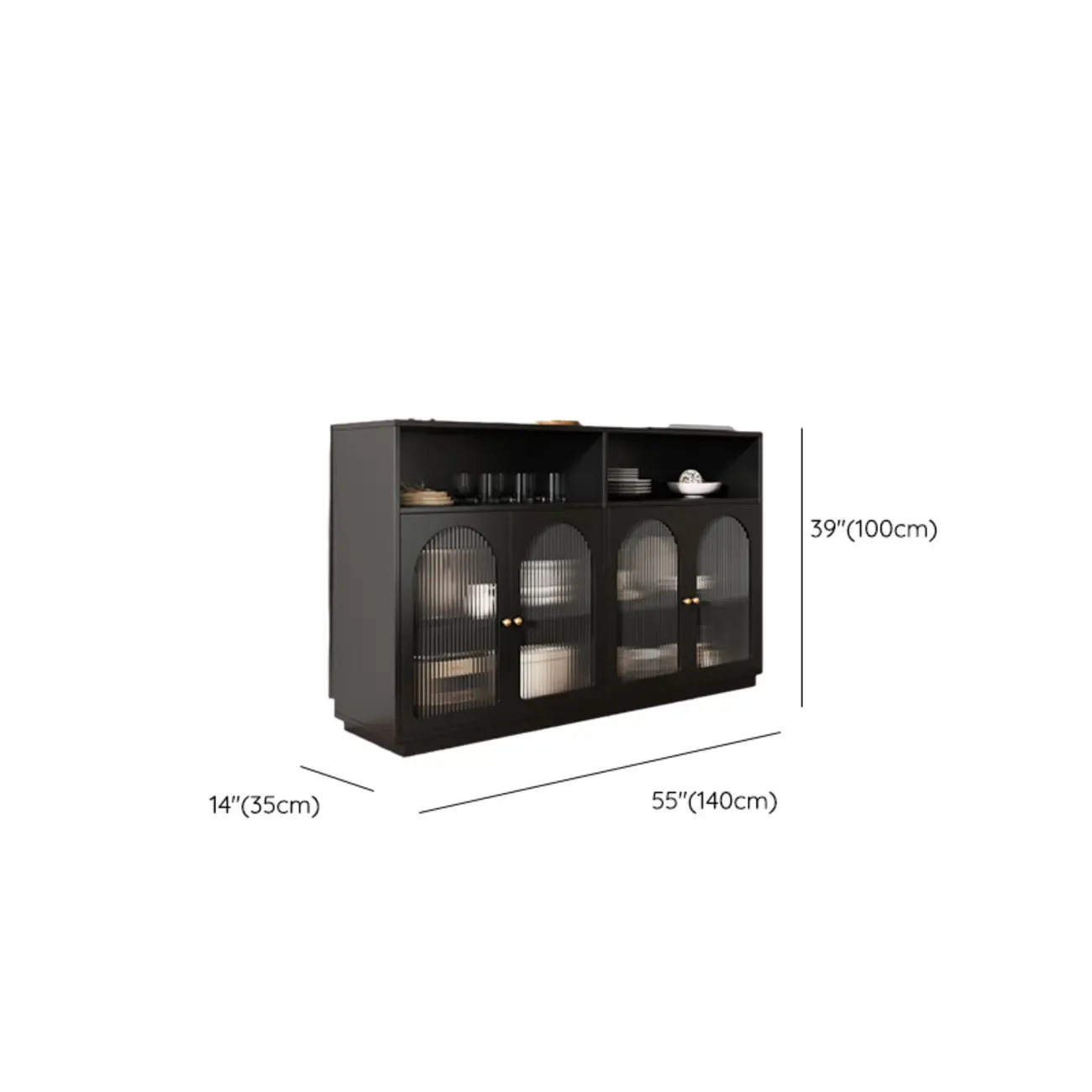 Midnight Black Lumber Sideboard with Glass Doors Image - 22