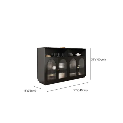 Midnight Black Lumber Sideboard with Glass Doors Image - 22