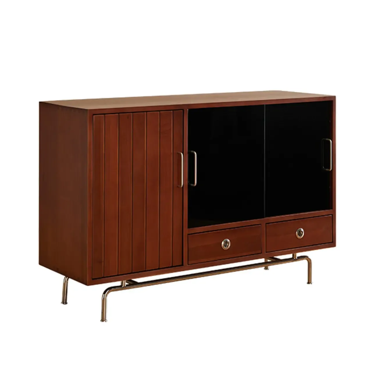 Modern Black Lumber Storage Sideboard with Drawers Image - 4
