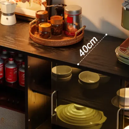 Modern Black Lumber Storage Sideboard with Drawers Image - 7