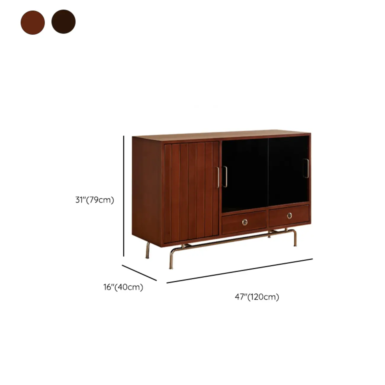 Modern Black Lumber Storage Sideboard with Drawers #size