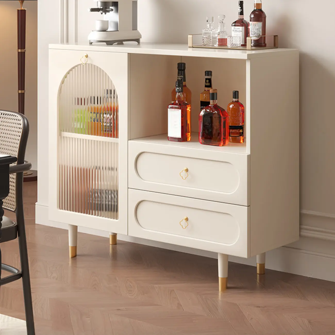 Glam Black Engineered Wood Sideboard with Drawers Image - 5 | homeyfad