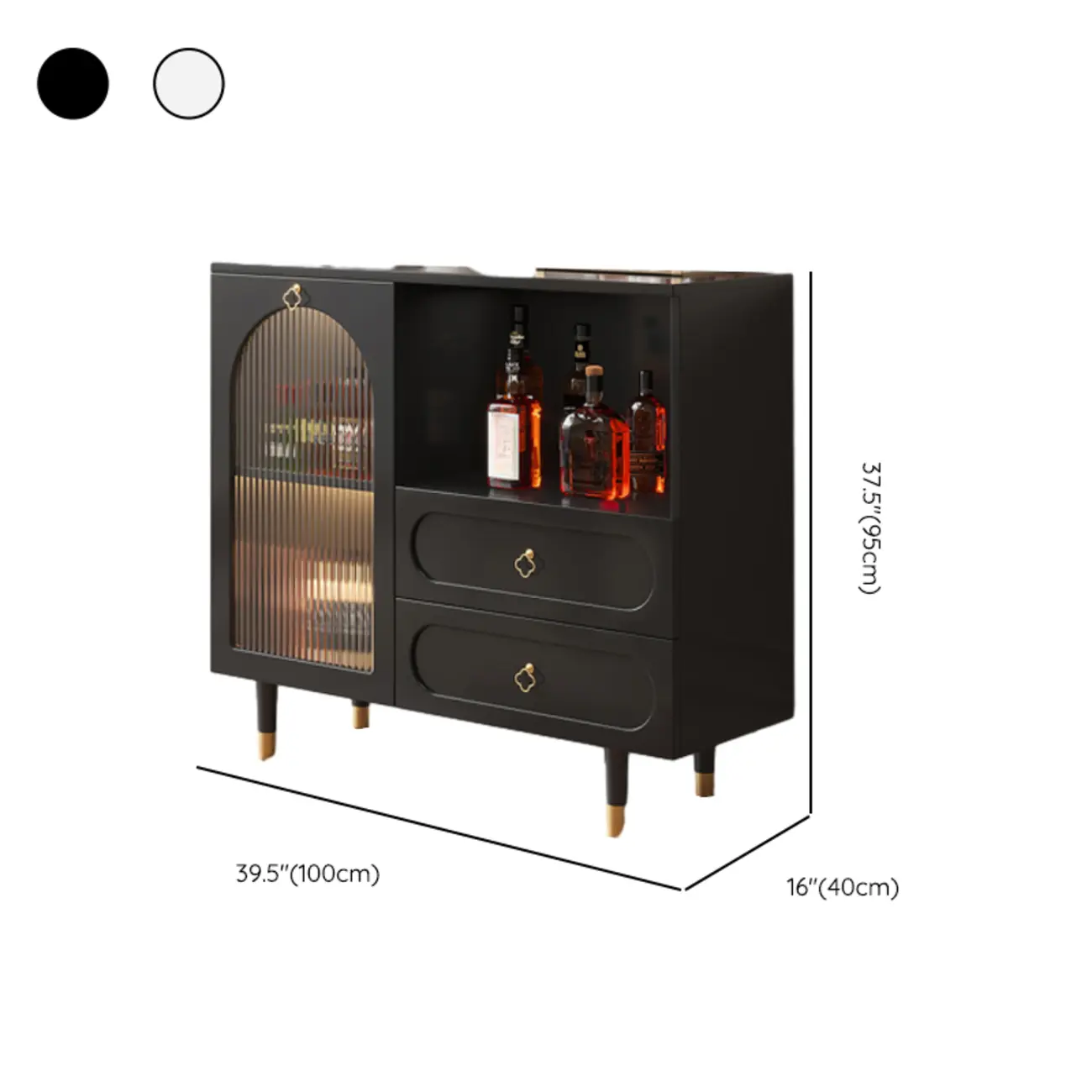 Glam Black Engineered Wood Sideboard with Drawers #size | homeyfad