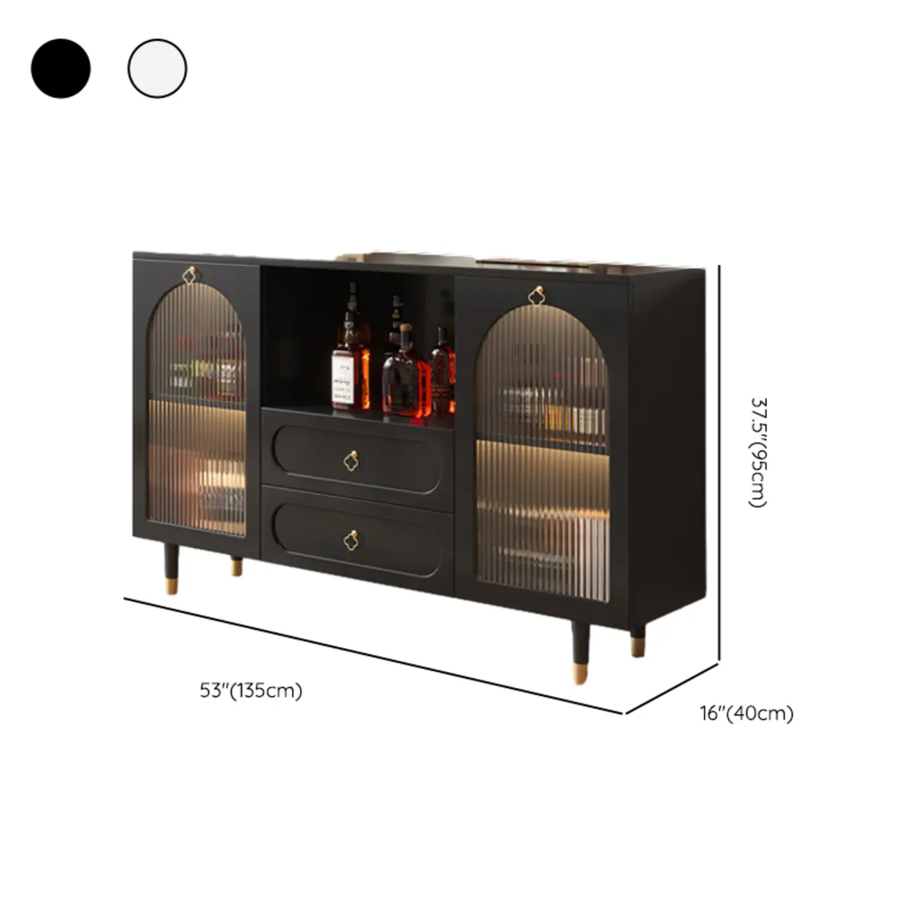 Glam Black Engineered Wood Sideboard with Drawers Image - 12 | homeyfad