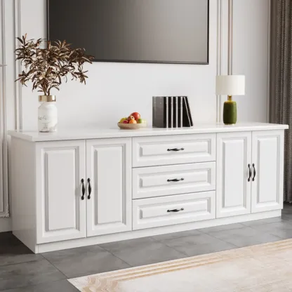 Modern Wooden TV Stand with Storage for Living Room Image - 12