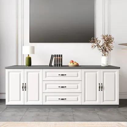 Modern Wooden TV Stand with Storage for Living Room Image - 14