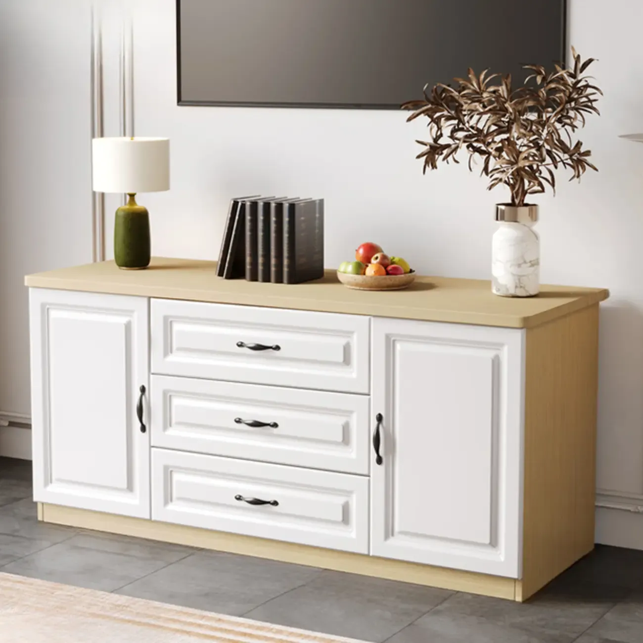 Modern Wooden TV Stand with Storage for Living Room Image - 16