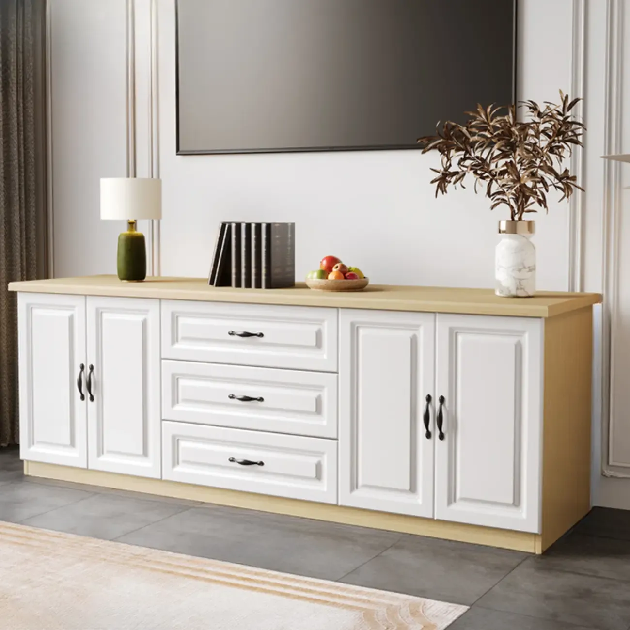 Modern Wooden TV Stand with Storage for Living Room Image - 17