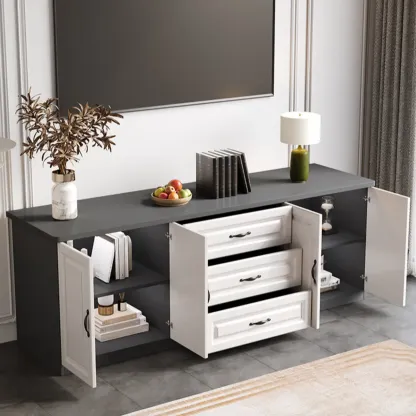 Modern Wooden TV Stand with Storage for Living Room Image - 3