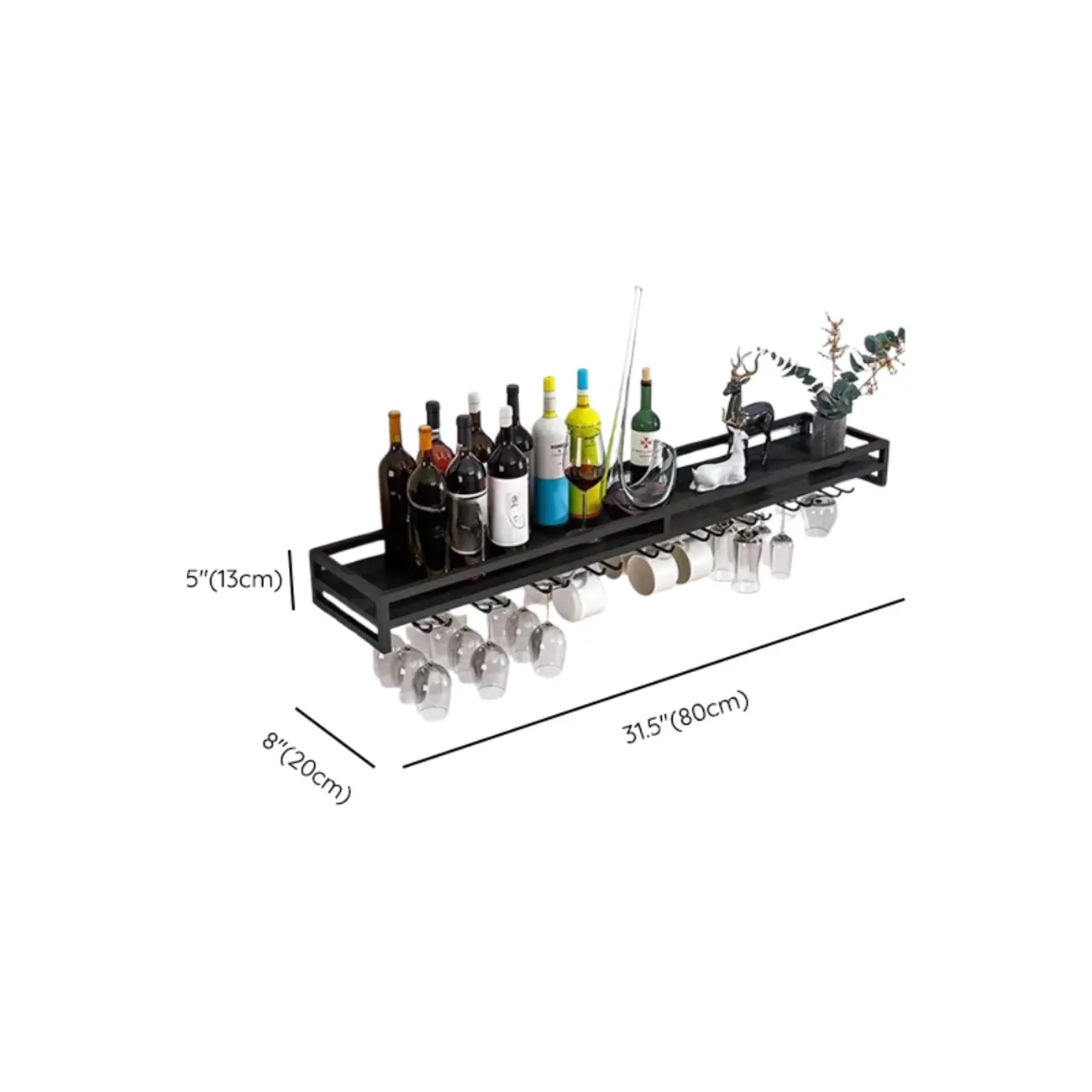 Metal Wall Mount Wine Rack and Glass Holder with Glass Rack Shelf | homeyfad
