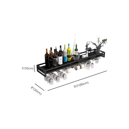Metal Wall Mount Wine Rack and Glass Holder with Glass Rack Shelf