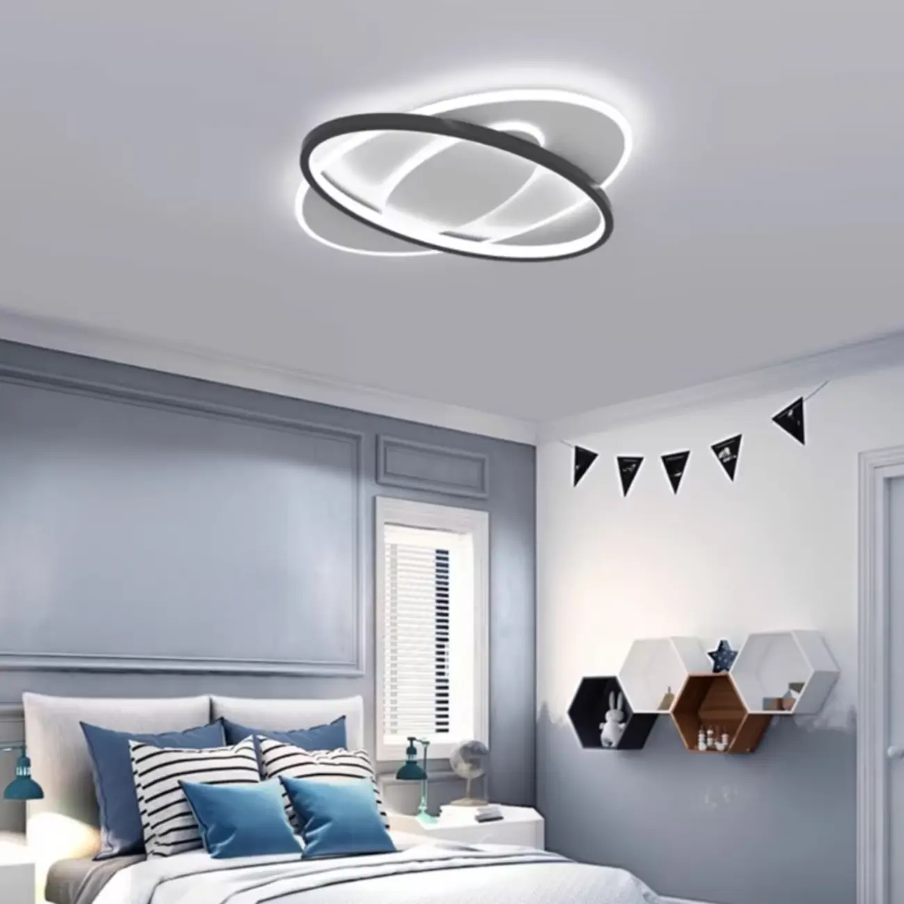 3-Light Flush Mount Ceiling Light with Dimmable & Remote  Image - 4 | homeyfad