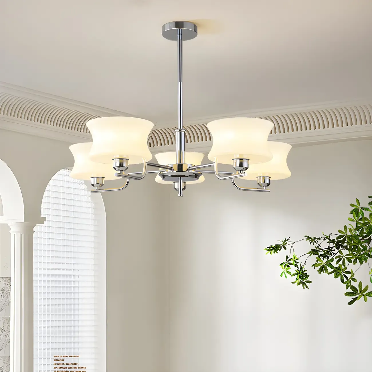 Modern Elegant 3-5 Lights Beige Glass Large Chandelier  Image - 3