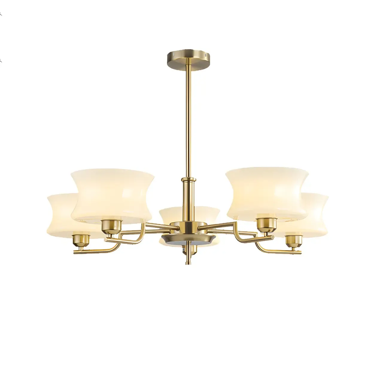Modern Elegant 3-5 Lights Beige Glass Large Chandelier  Image - 5