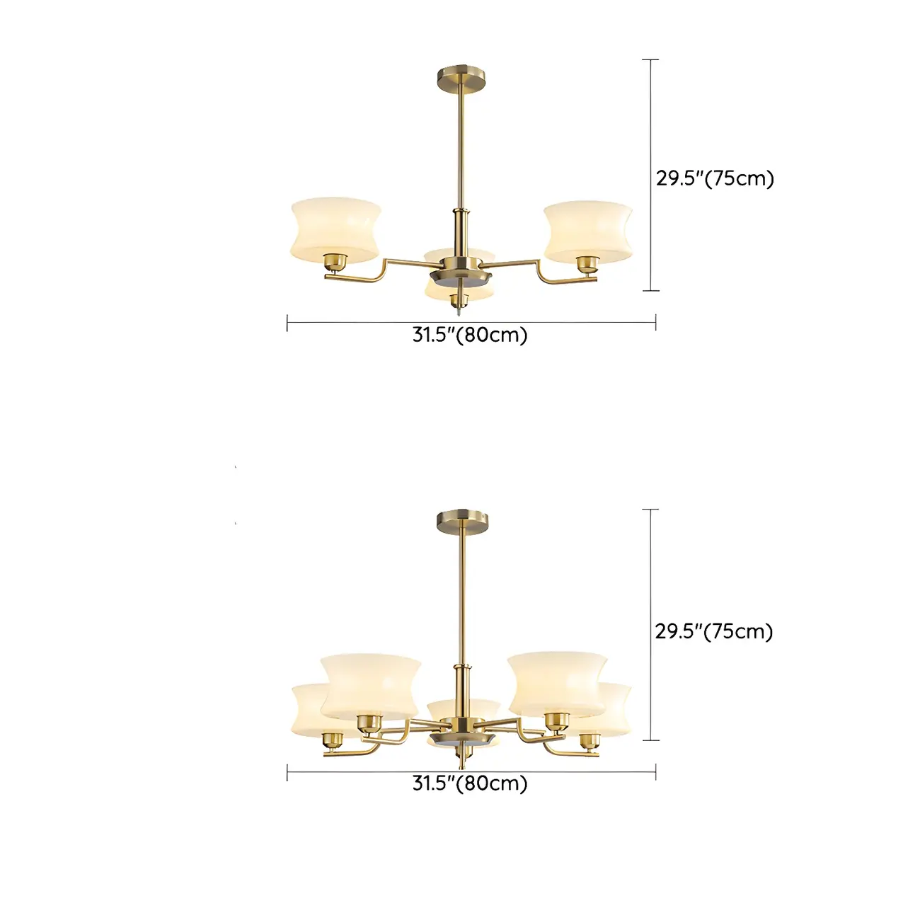 Modern Elegant 3-5 Lights Beige Glass Large Chandelier  Image - 6 | homeyfad