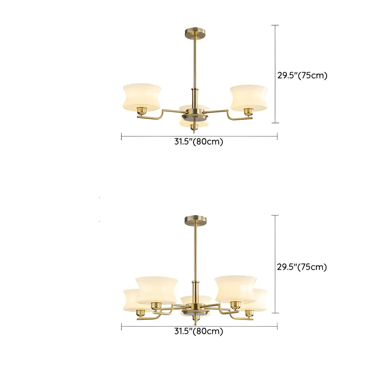Modern Elegant 3-5 Lights Beige Glass Large Chandelier  Image - 6