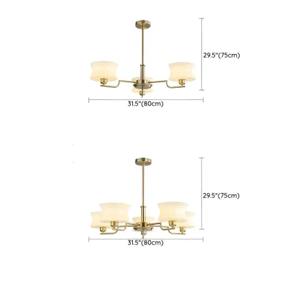 Modern Elegant 3-5 Lights Beige Glass Large Chandelier  Image - 6