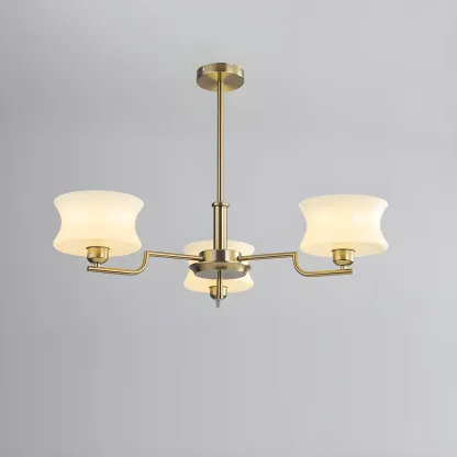 Modern Elegant 3-5 Lights Beige Glass Large Chandelier  Image - 9