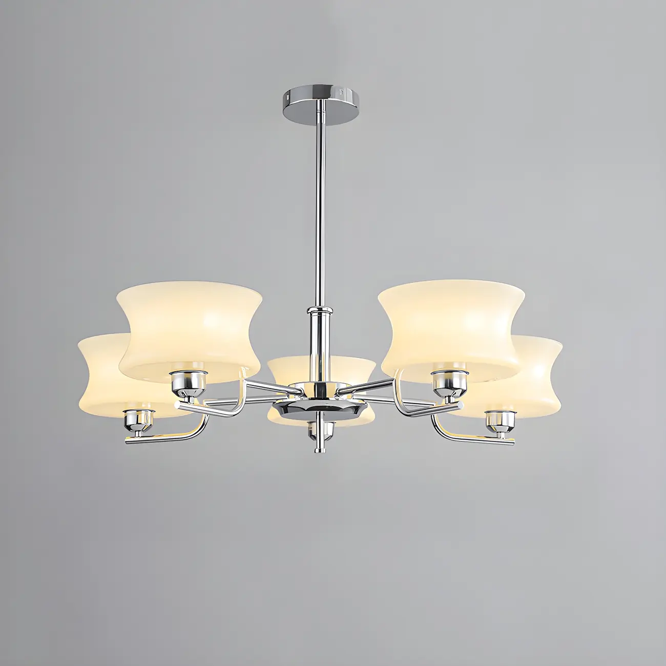 Modern Elegant 3-5 Lights Beige Glass Large Chandelier  Image - 10 | homeyfad