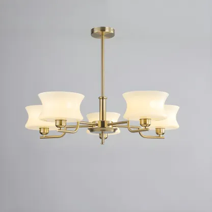 Modern Elegant 3-5 Lights Beige Glass Large Chandelier  Image - 13