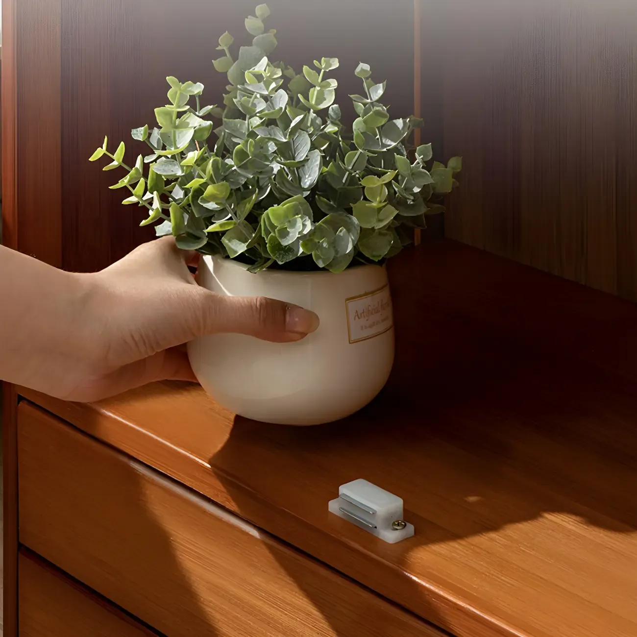 Traditional Wood 2-Drawer Glass Door Nightstand Brown Image - 12