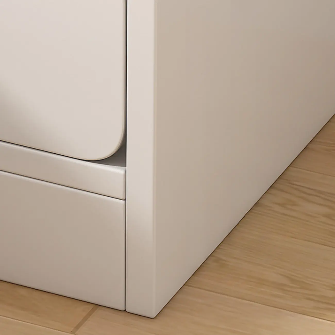 Simple White Natural Wood 2-Drawer Nightstand Image - 8 | homeyfad