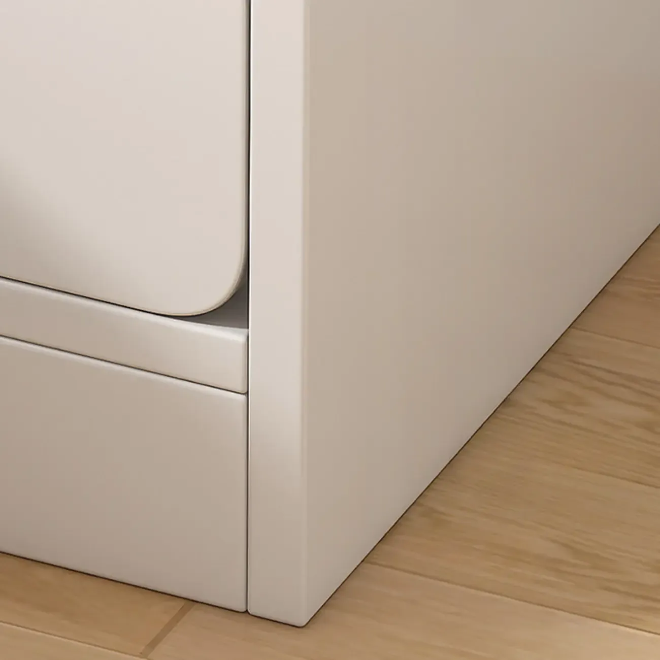 Simple White Natural Wood 2-Drawer Nightstand Image - 8