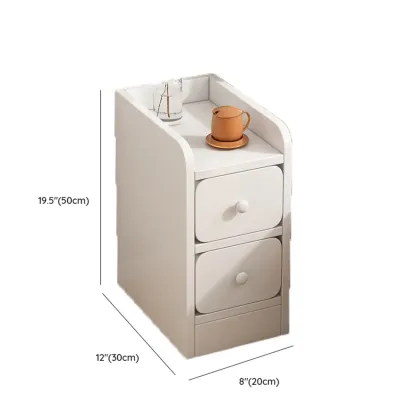 Simple White Natural Wood 2-Drawer Nightstand #size