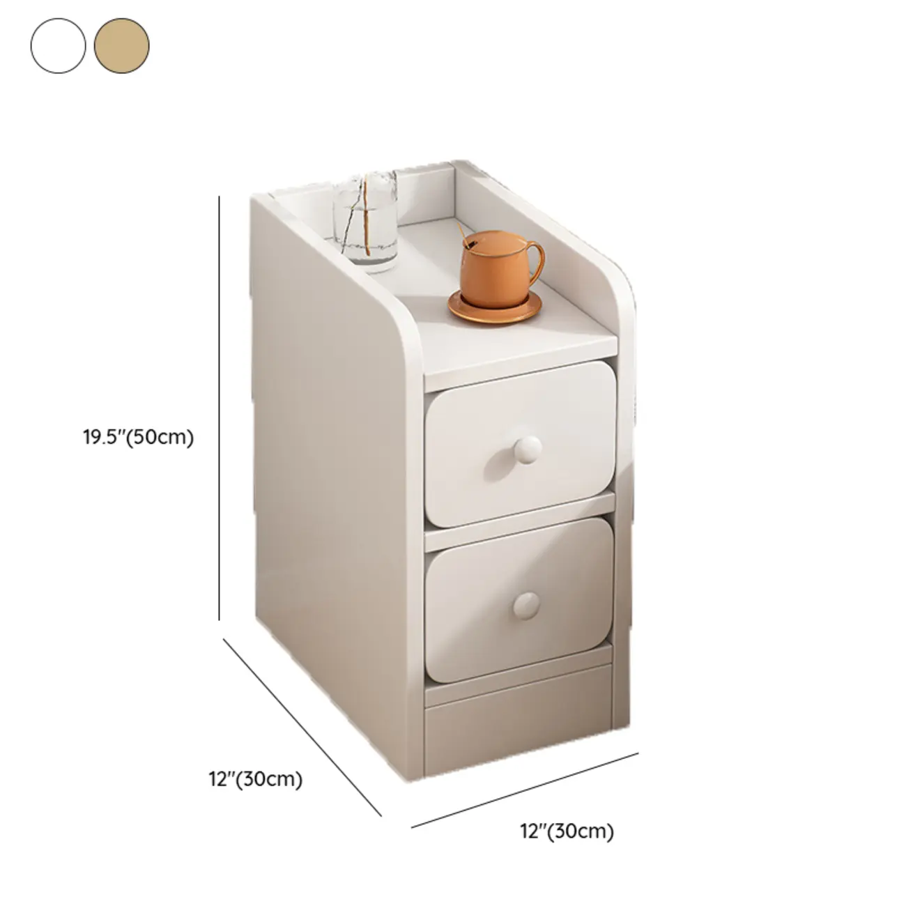 Simple White Natural Wood 2-Drawer Nightstand Image - 24 | homeyfad