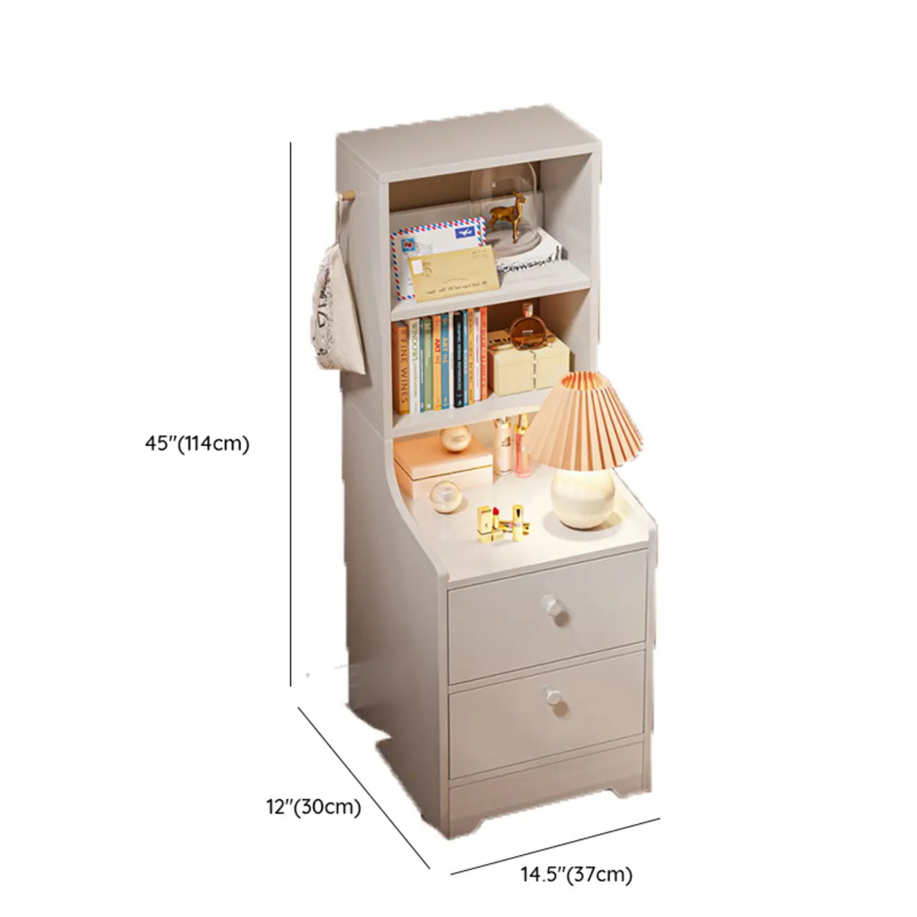 Simple White Natural Wood 2-Drawer Nightstand Image - 27 | homeyfad