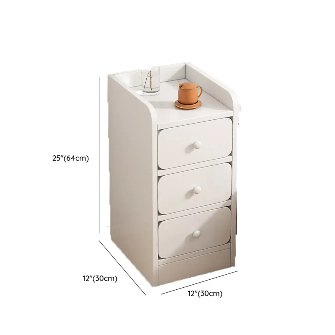 Simple White Natural Wood 2-Drawer Nightstand Image - 29